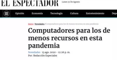 Computadores para los de menos recursos en esta pandemia