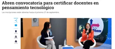 Abren convocatoria para certificar docentes en pensamiento tecnológico