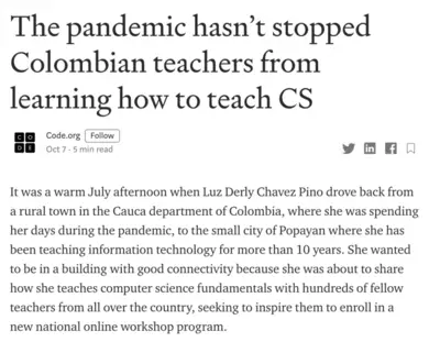 The pandemic hasn’t stopped Colombian teachers from learning how to teach CS