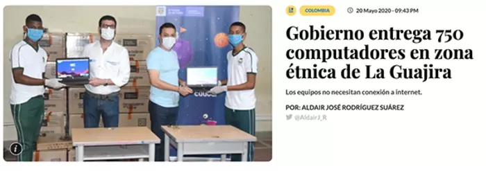 Gobierno entrega 750 computadores en zona étnica de La Guajira