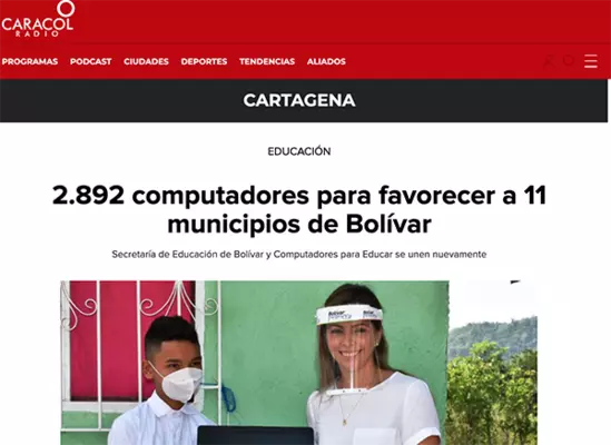 2.892 computadores para favorecer a 11 municipios de Bolívar