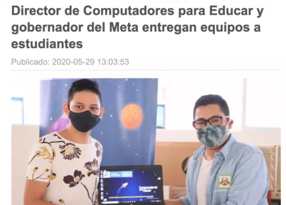 Director de Computadores para Educar y gobernador del Meta entregan equipos a estudiantes