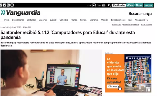 Santander recibió 5.112 ‘Computadores para Educar’ durante esta pandemia
