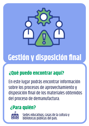 información  sobre los procesos de aprovechamiento y  disposición final de los materiales obtenidos  del proceso de demanufactura.