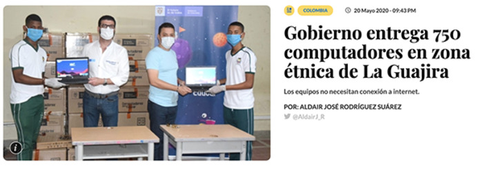 Gobierno entrega 750 computadores en zona étnica de La Guajira