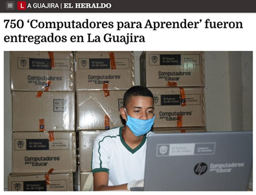750 ‘Computadores para Aprender’ fueron entregados en La Guajira