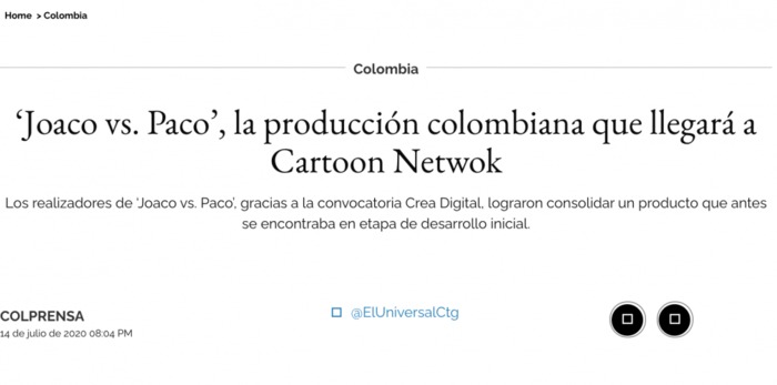 ‘Joaco vs. Paco’, la producción colombiana que llegará a Cartoon Network