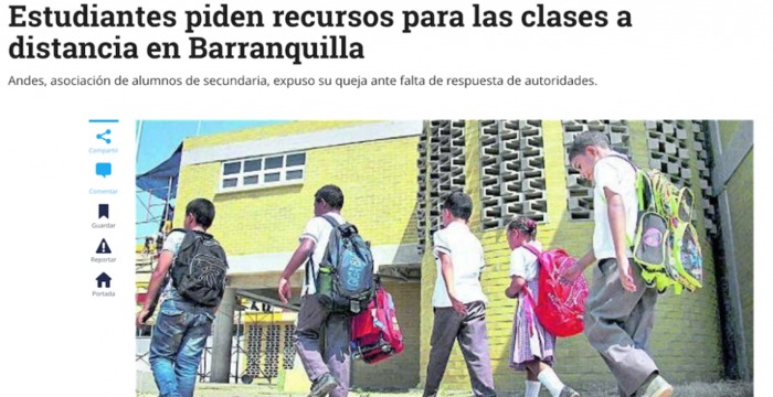 Estudiantes piden recursos para las clases a distancia en Barranquilla
